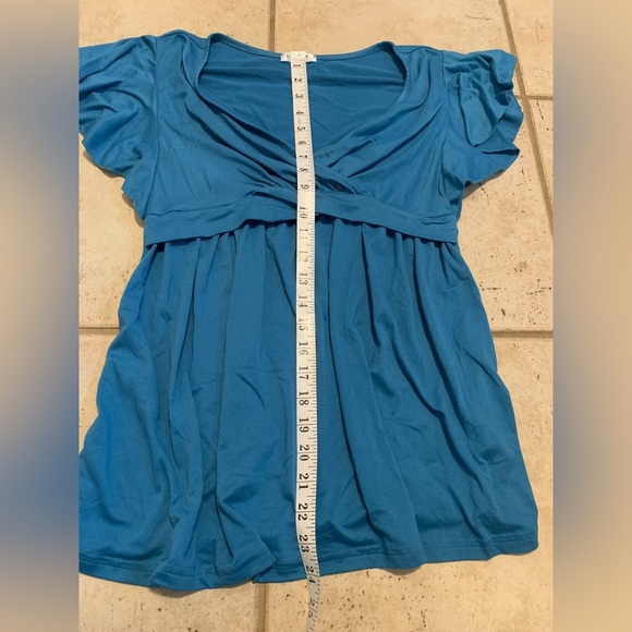 EKOUAER Teal V-Neck Ruffle Sleeve Tunic Top Size S - Picture 6 of 6